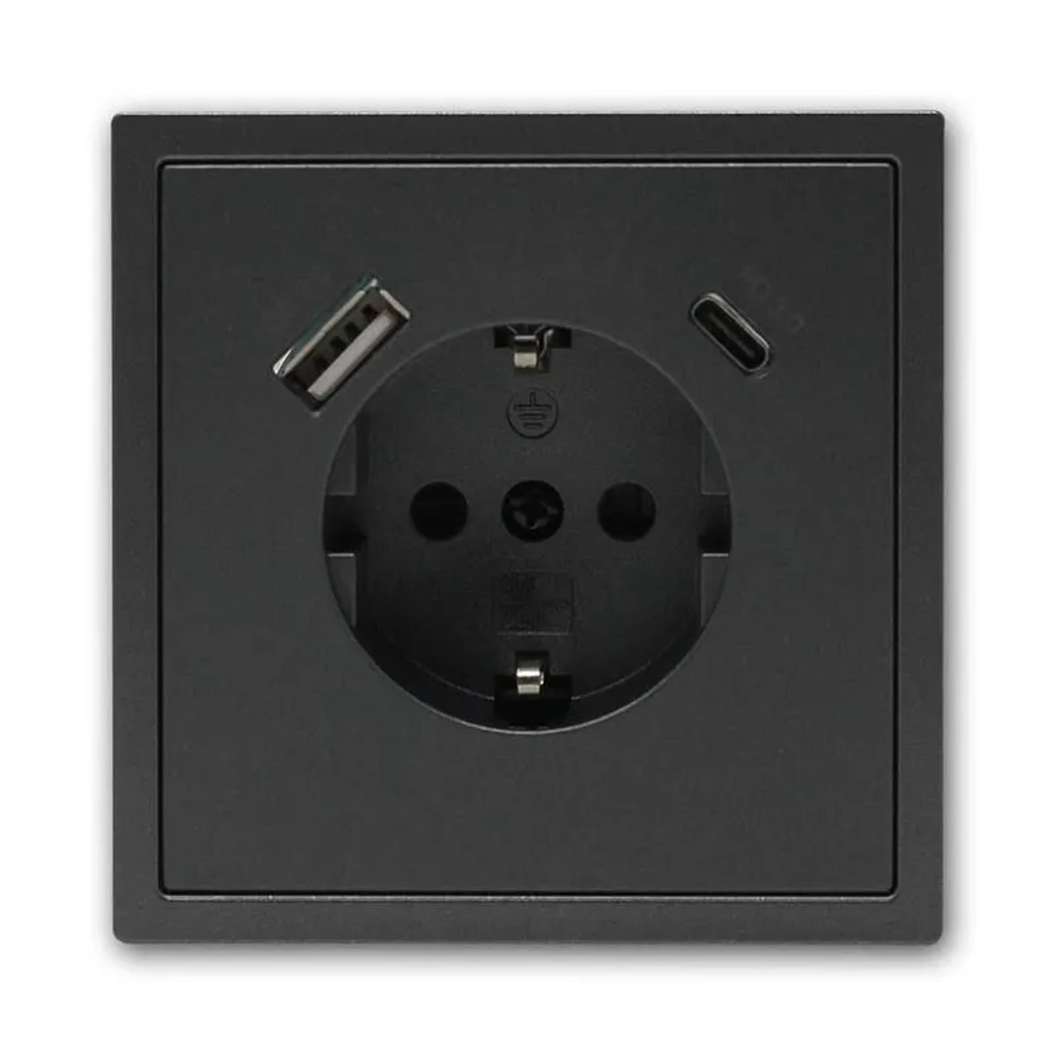 McPower Steckdose SHALLOW Anthrazit 1x USB C 18W mit Rahmen