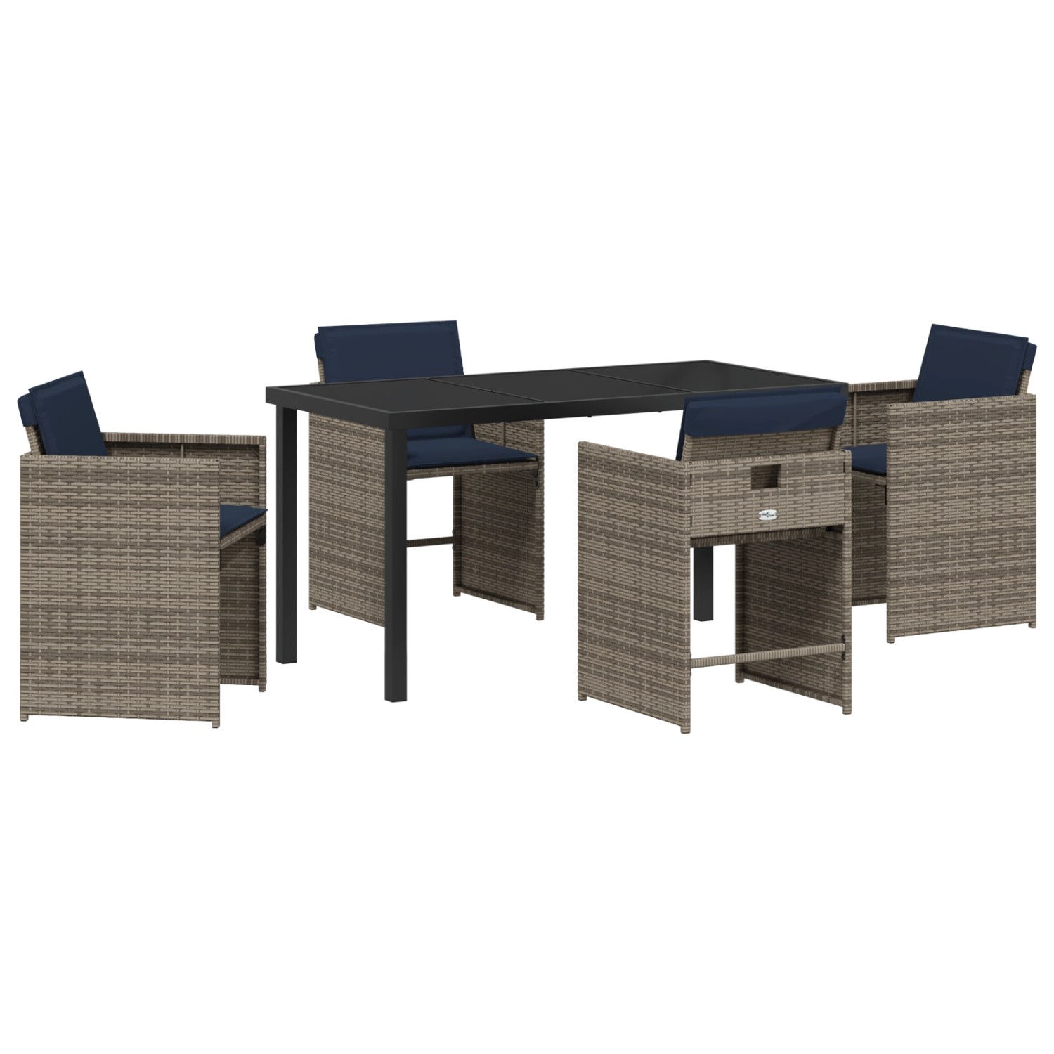 vidaXL Garten Essgruppe mit Kissen Falten 5-Tlg Grau Poly Rattan 3380001 günstig online kaufen