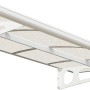 Weißes Palram Canopia Bordeaux 2.2 x 1.4 Vordach mit klarer Acrylglas-Eindeckung.