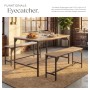 Tectake Sitzgruppe Bolton 3 Teilig Esstisch Mit 2 Sitzbänken 100 x 130 x 75 cm Industrial Holz Hell Eiche Sonoma_4
