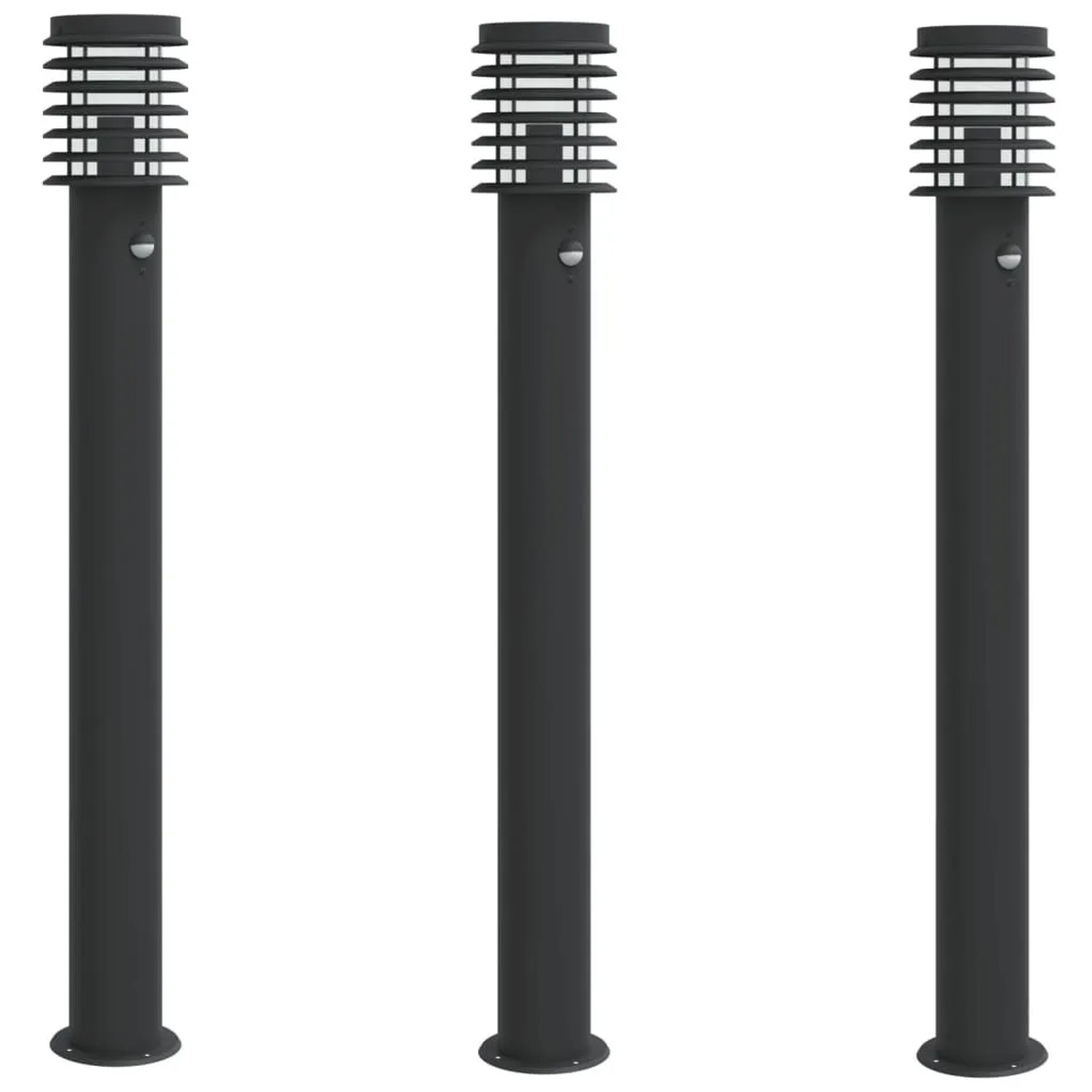 vidaXL Wegeleuchten mit Bewegungsmelder 3 Stk Schwarz 110cm Edelstahl 4006372