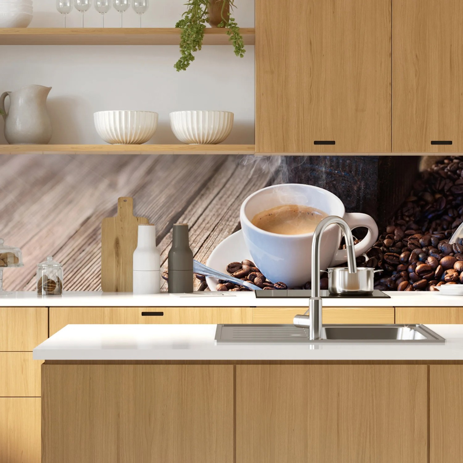 MySpotti Küchenrückwand mit Kaffeetasse Motiv, 100x60cm, für die Küche.