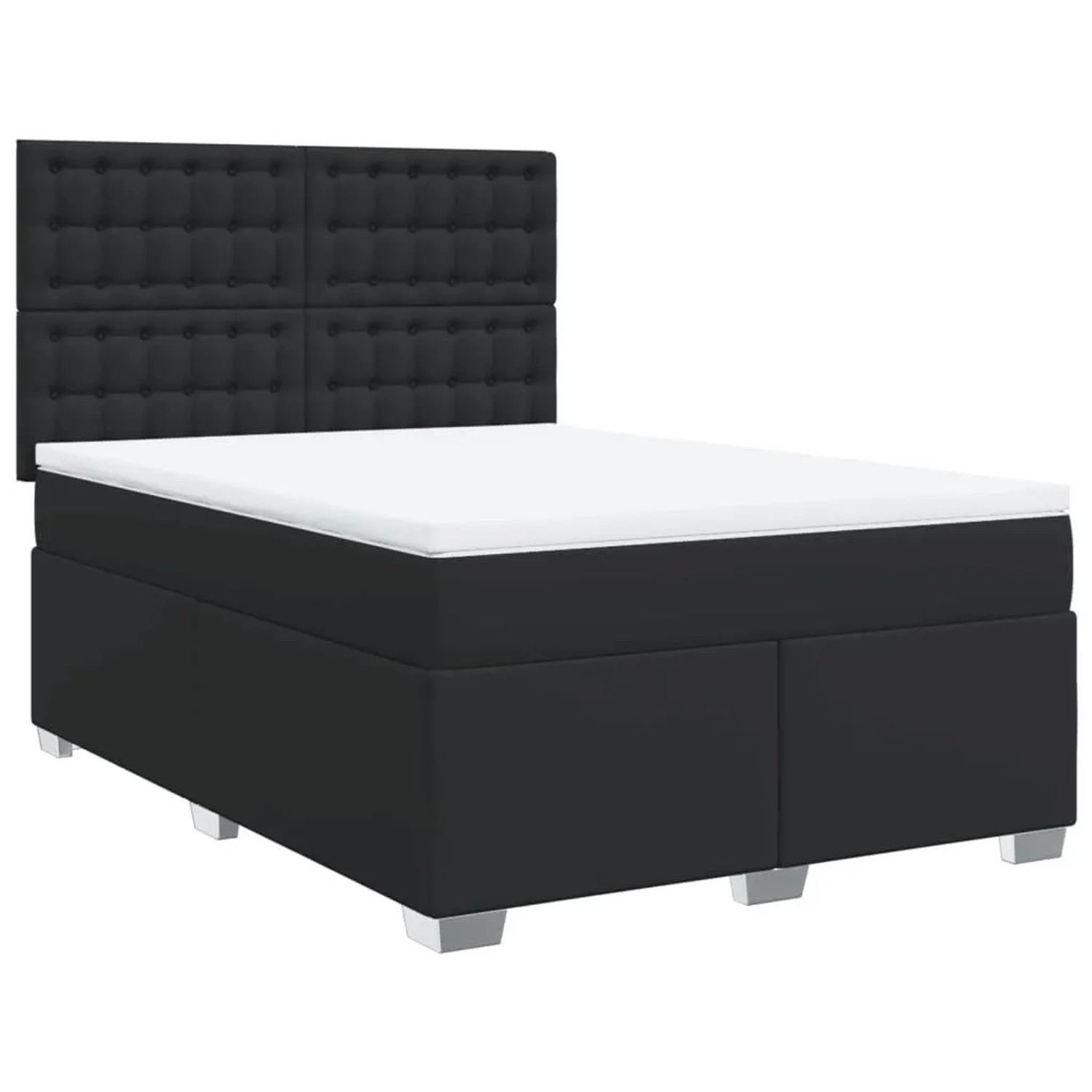 vidaXL Boxspringbett mit Matratze Schwarz 140x200 cm Kunstleder 3293024 günstig online kaufen