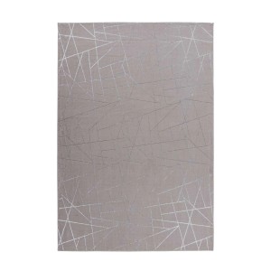 Moderner MeGusta Kurzflor Teppich in Taupe und Silber mit abstraktem Muster, 160x230 cm.