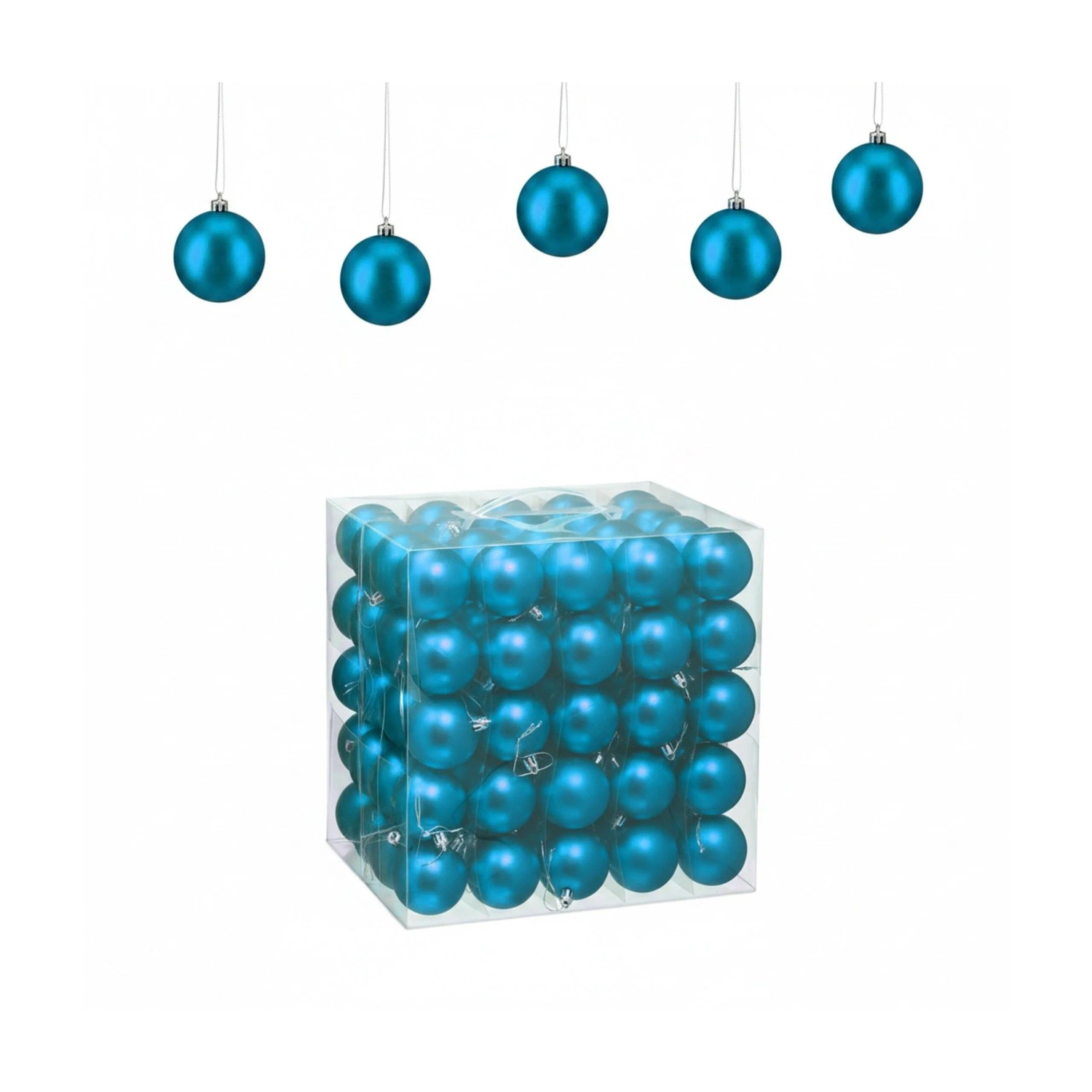 Relaxdays Weihnachtskugeln 100er Set Polystyrol Petrol Matt 7 cm x 6 cm 7 g