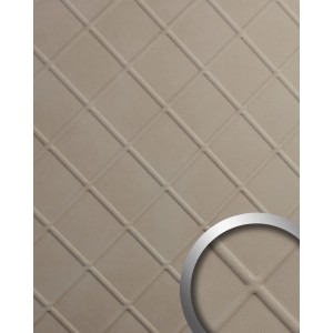 Beige WALLFACE Paneele in Lederoptik mit Rautenmuster für die Wandverkleidung.