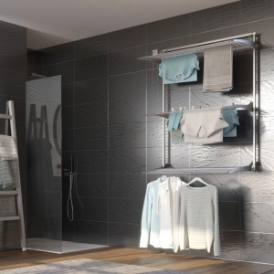 Foxydry Wand Wäscheständer 3 Ebenen Tragkraft 30 kg 128 cm Grau