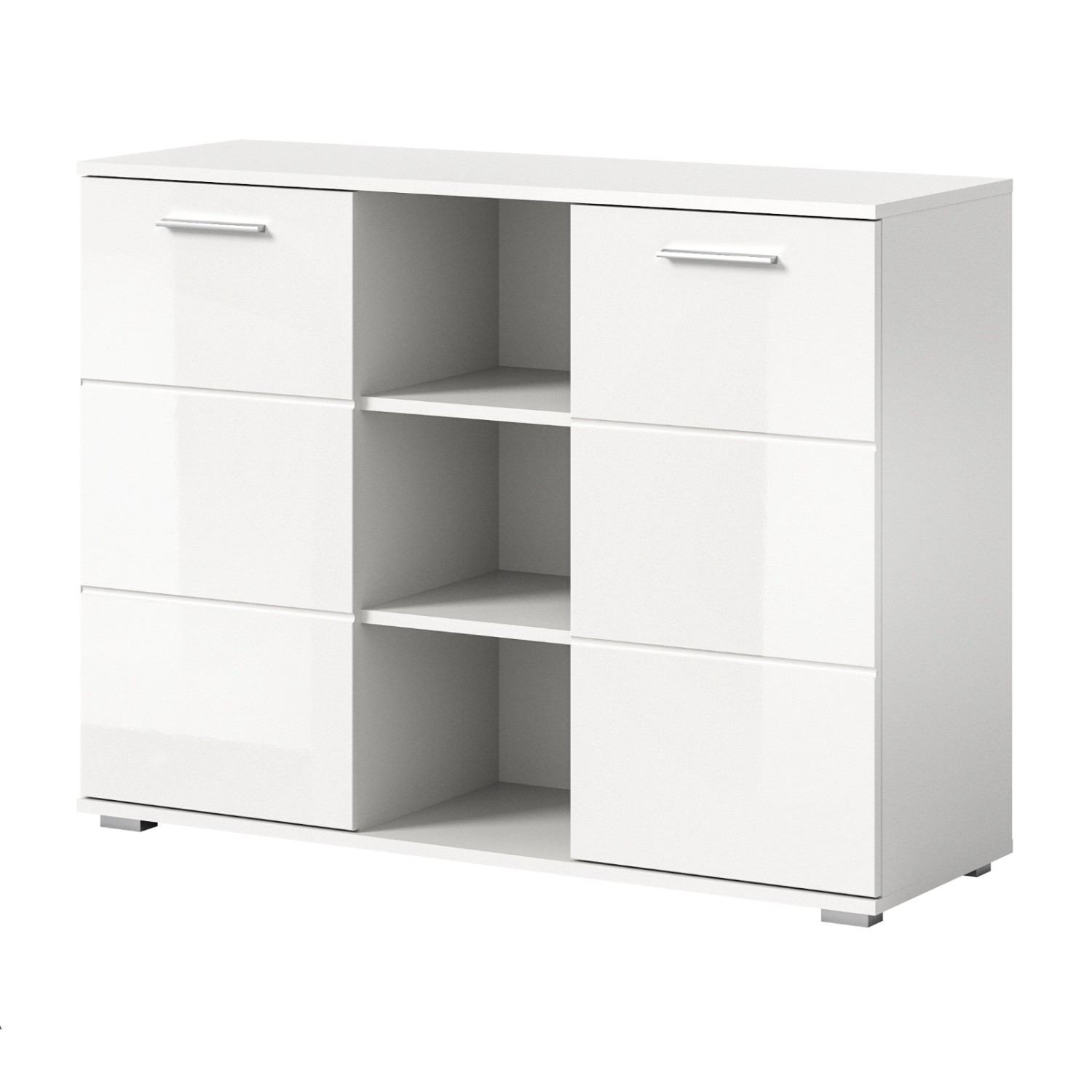 Inn.Furn Kommode Weiß Hochglanz 110 cm mit 9 Fächern Grazie günstig online kaufen