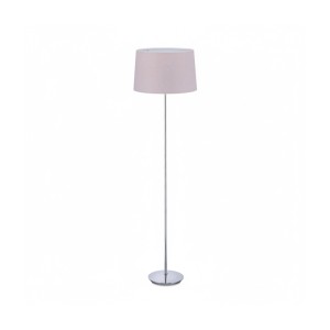 Elegante Relaxdays Stehlampe mit lila Stoffschirm und silbernem Eisenfuß, 148,5 cm hoch, für Innenräume.