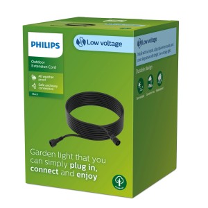 Philips Outdoor-Verlängerungskabel, 10 m, Niedervolt, 24 V, IP65, Schwarz, für Außenbeleuchtungssysteme.