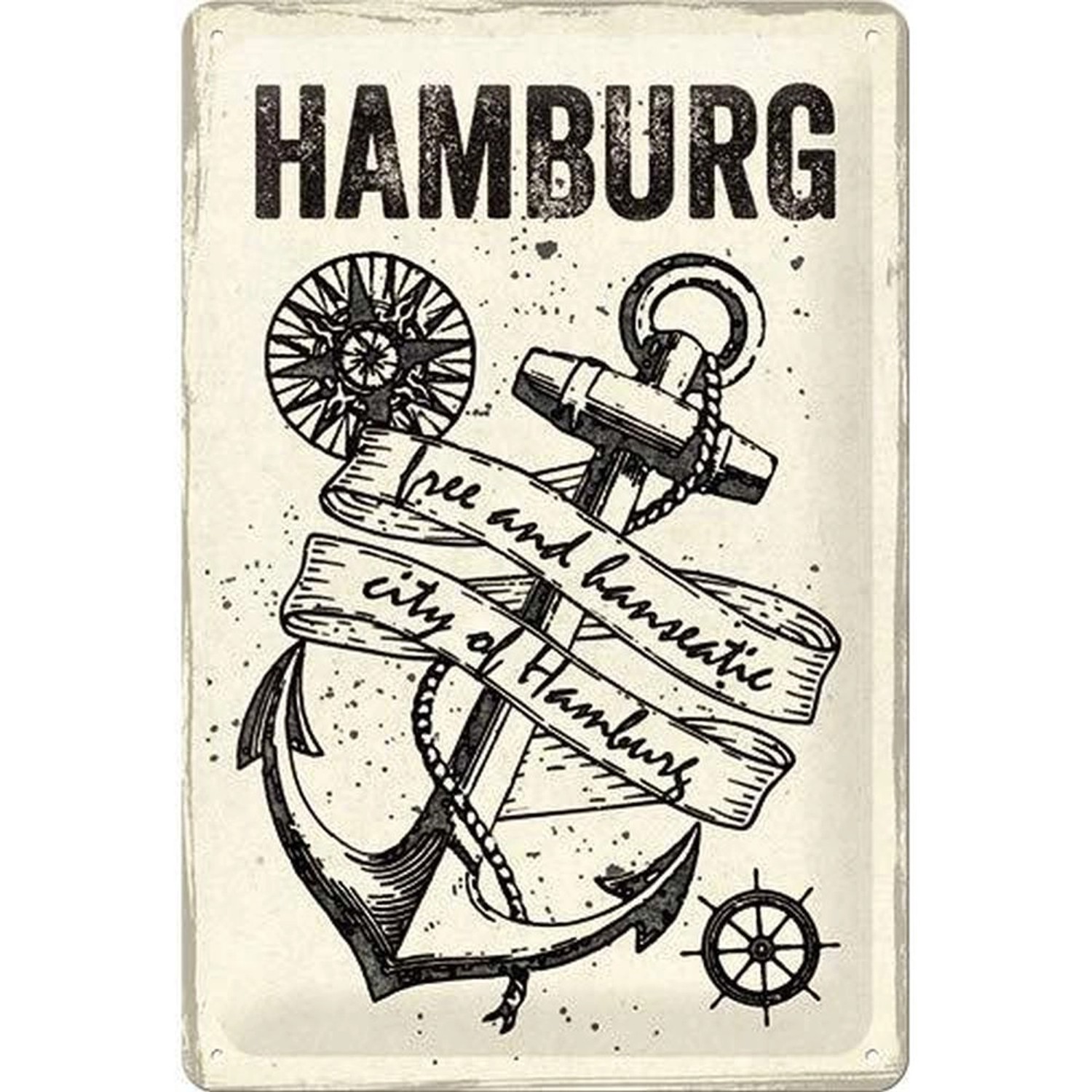 Nostalgic-Art Blechschild 20 x 30cm - Hamburg - Anchor/ Anker günstig online kaufen