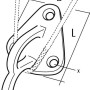 Technische Zeichnung einer Conacord Ringhakenplatte aus Stahl, Länge 50 mm.
