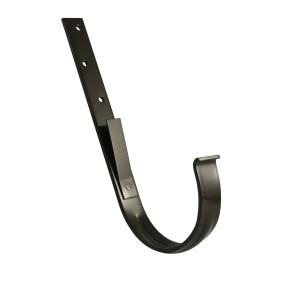 Braunes Marley Dachrinnen-Eisen RG 125 zur Befestigung von Kunststoff-Dachrinnen.