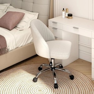 Costway Bürostuhl Armlos Drehstuhl Höheverstellbar Beige