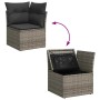 Graue vidaXL Garten-Sofagarnitur mit Staufach und Kissen, Poly Rattan Gartenmöbel.