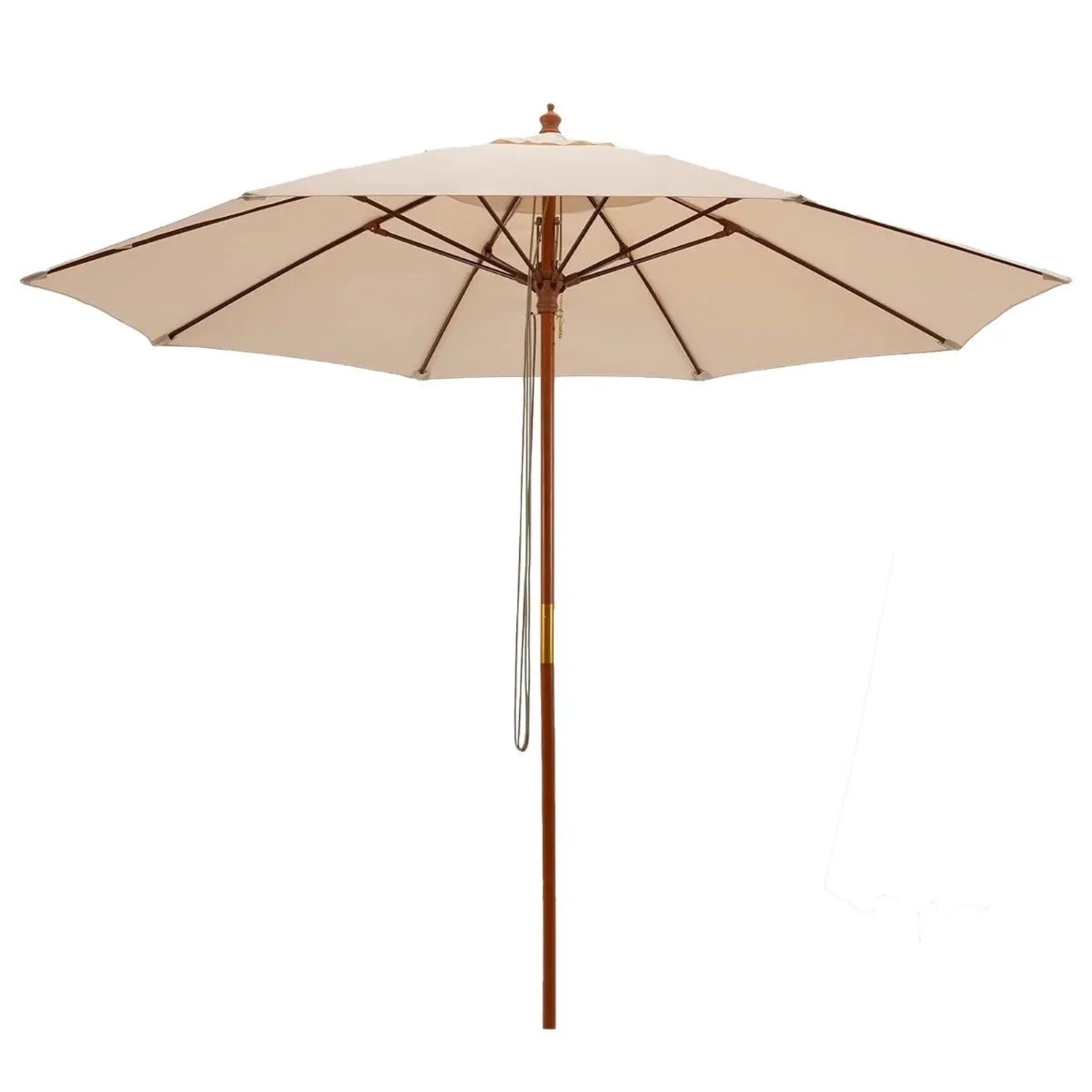 COSTWAY Sonnenschirm 260 cm Gartenschirm Holz Beige