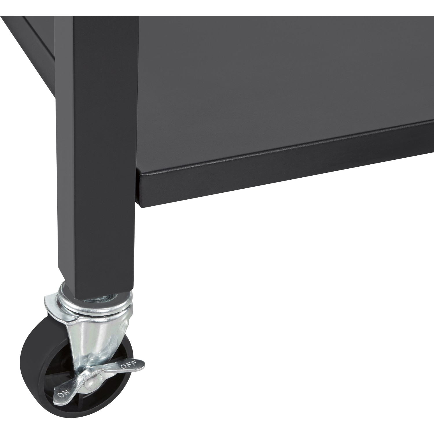 Detailaufnahme: Rad mit Feststellbremse am Jamestown Kombigrill Dean.