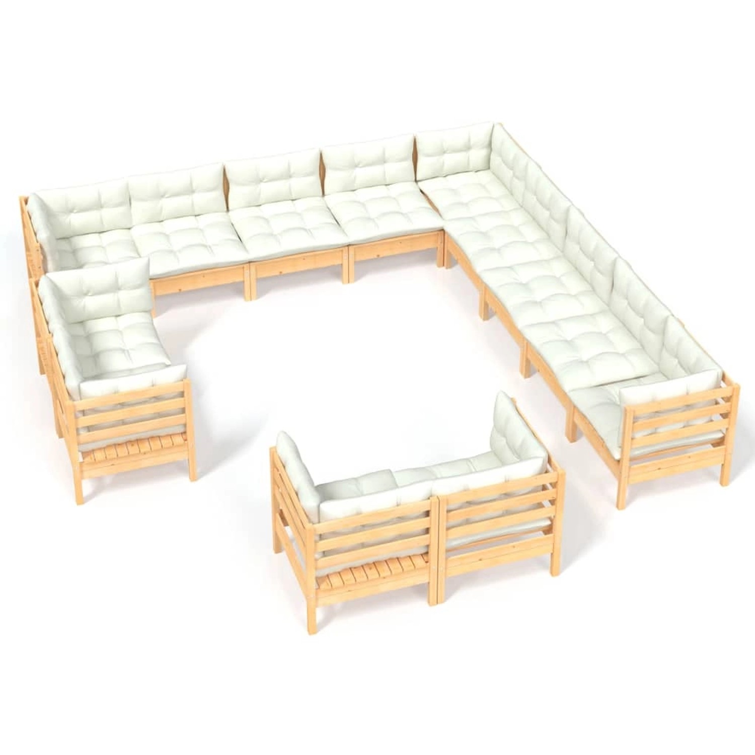 vidaXL 13-tlg Garten-Lounge-Set mit Creme Kissen Massivholz Kiefer Modell 4