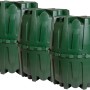Garantia Zisterne Herkules 4800 l, 3 grüne Erdtanks mit Verbindungs-Set für Regenwassernutzung.