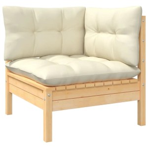 vidaXL Garten-Lounge-Eckteil aus Kiefernholz mit creme Kissen für Gartenmöbel.