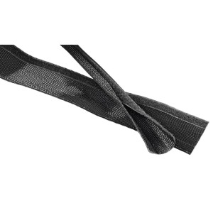 Schwarzer, flexibler Hama Gewebe-Kabelschlauch (20-40 mm, 1,8 m) mit Klettverschluss für Kabelmanagement.