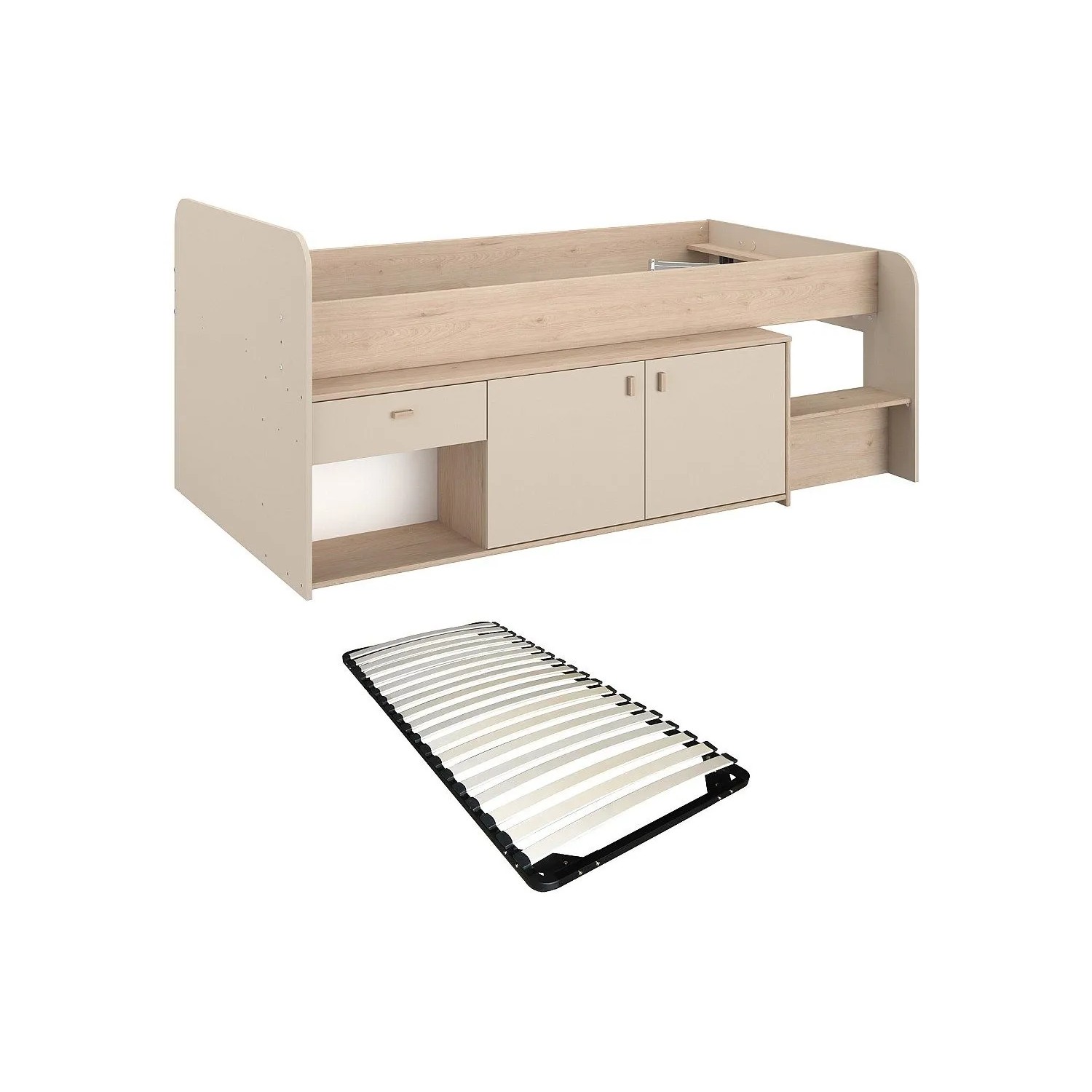 Vente-unique Halbhochbett Lunobi Beige 110 cm