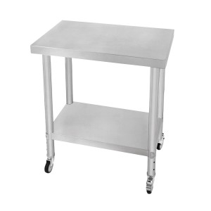 Monstershop Edelstahl Arbeitstisch 76x45x86cm mit Rollen und Ablage.