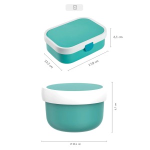 Mepal Campus Bentobox und Obstbox Paw Patrol Girls, türkis mit Maßangaben.