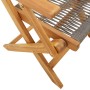 Detailansicht des vidaXL Bistro-Sets: Holzstuhl mit grauer Polypropylen-Bespannung, Gartenmöbel.
