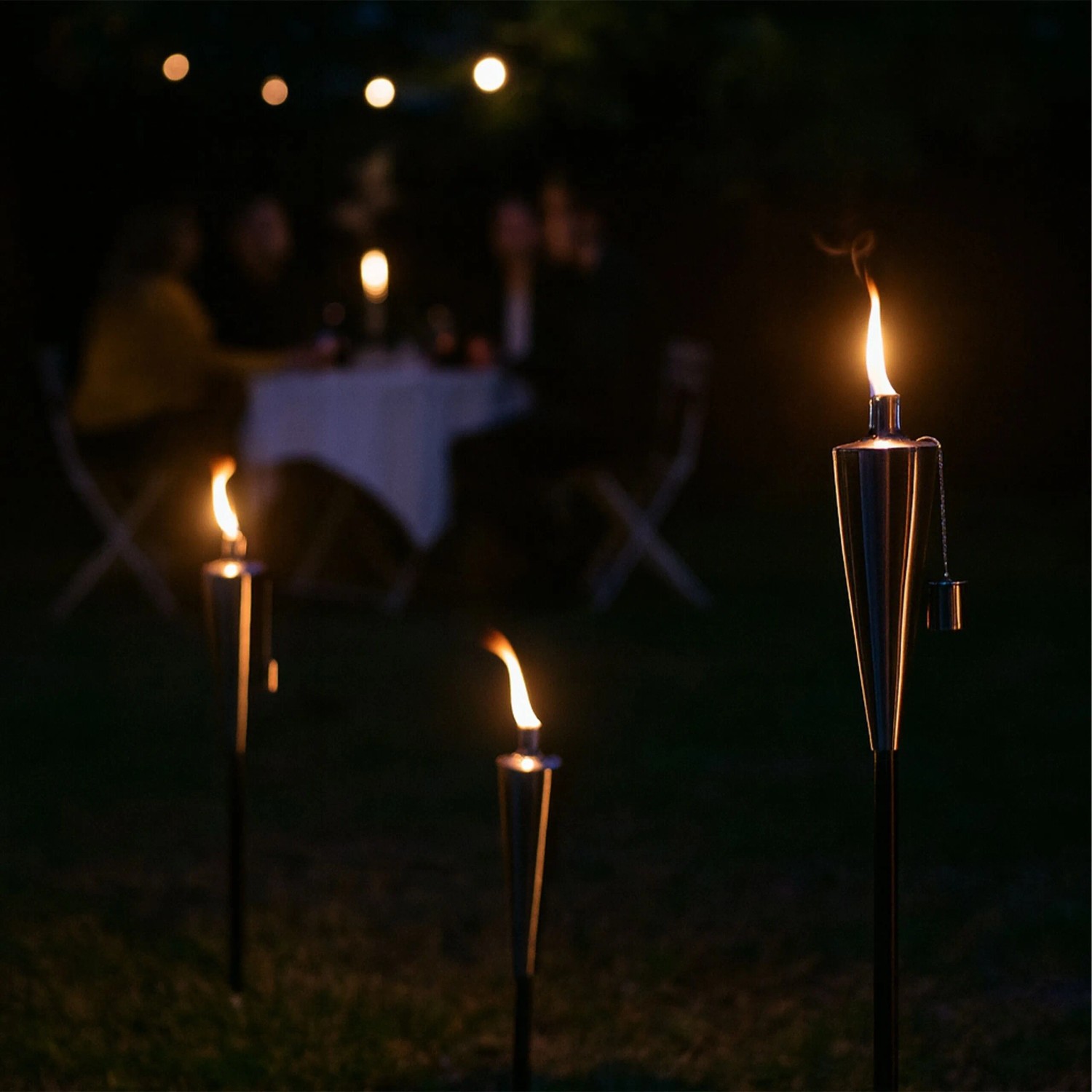 Relaxdays Gartenfackeln im 3er Set Edelstahl Silber Schwarz mit Ersatzdochten 85 cm / 115 cm x 7 cm 0,34 kg_3