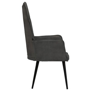 Schwarzer Ohrensessel von vidaXL aus Canvas mit Knopfdesign und schwarzen Füßen.