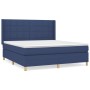 Blaues vidaXL Boxspringbett (180x200 cm) mit Matratze und Kopfteil, Stoffbezug.