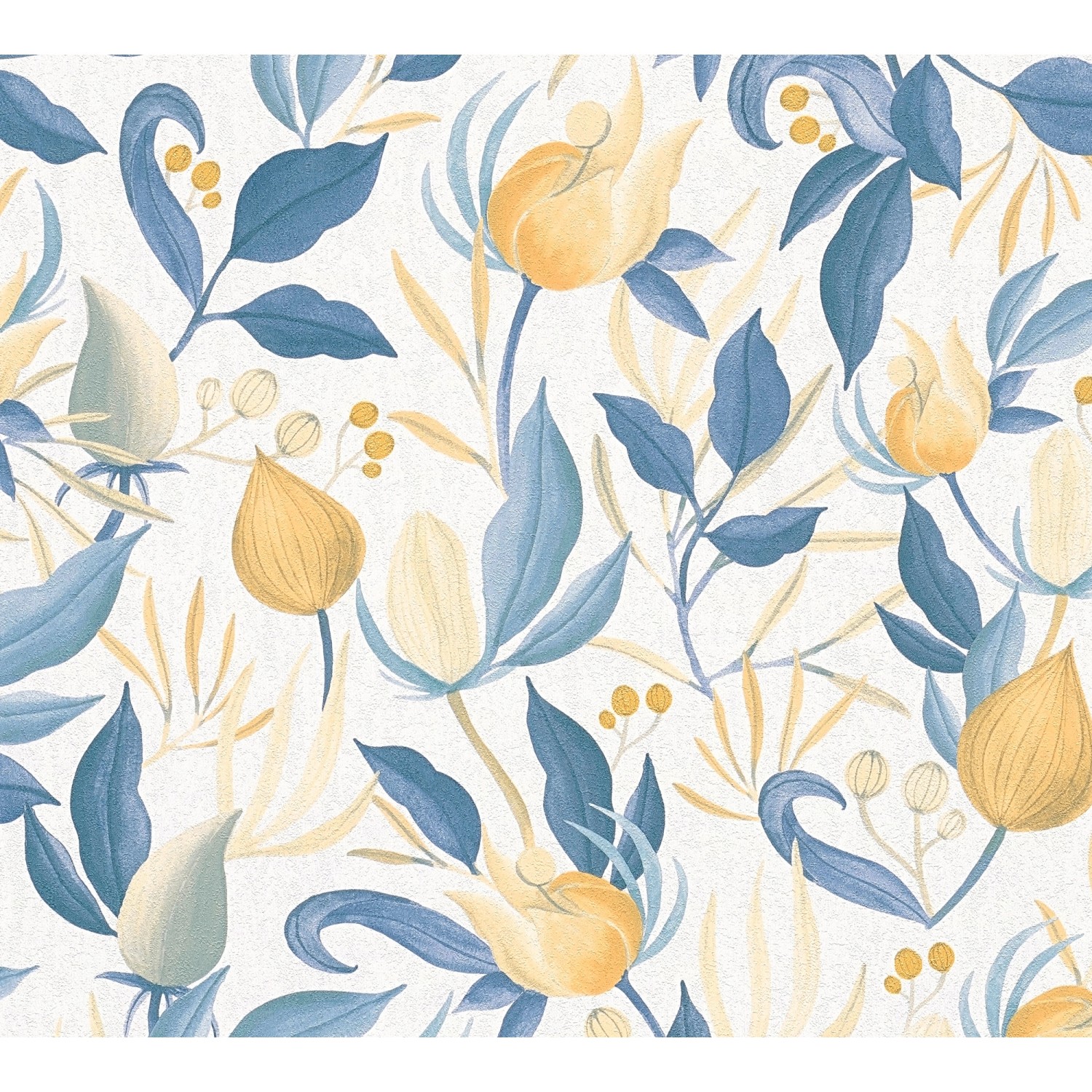 AS Creation Vliestapete Knospen 10,05 x 0,53 m Gelb-Blau FSC® günstig online kaufen