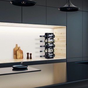 Relaxdays Weinregal Bambus Schwarz 5 Flaschen 53 cm x 14 cm x 12 cm