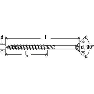 Technische Zeichnung: Fischer Schraube PowerFast II, Senkkopf, Teilgewinde, 4x70 mm.
