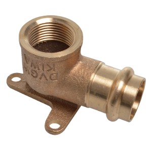 Kirchhoff RG-Wandscheibe, 22 mm x 24,2 mm, mit Muffe. Blanker Rotguss Pressfitting für Sanitär und Heizung.