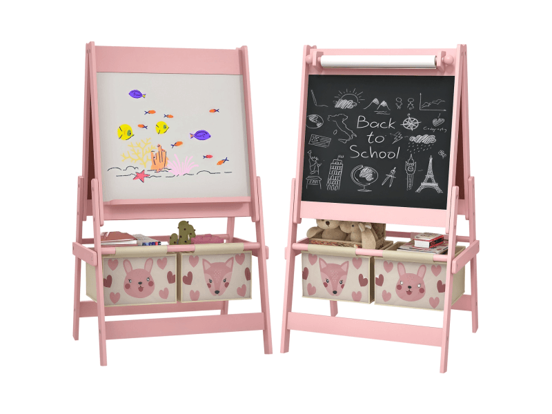 Produktbild von Kinder Tafel Dripex Faltbare Tafel Holz Kindertafel, Kunst-Staffelei Doppelseitige Höhenverstellbar Standtafel,Whiteboard Mit Zubehör Tafel Für Kinder