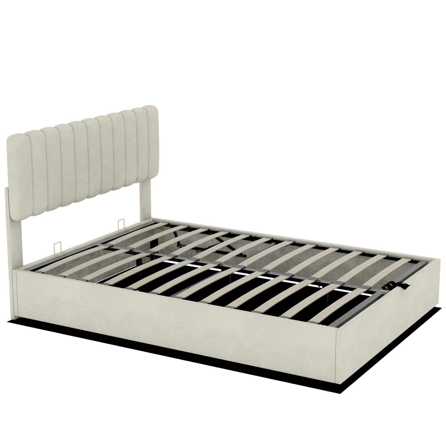 okwish Polsterbett 160x200cm mit Hydraulik Stauraum Schlafzimmer Beige ohne Matratze