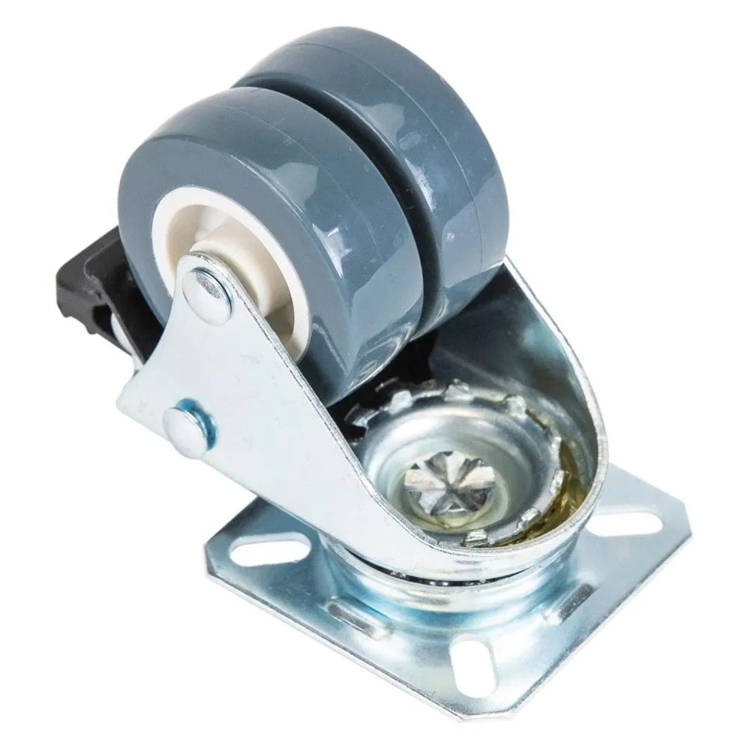 HMF 6720 Doppelte Schwerlastrollen Bremse Polyurethan 4 Stück 50 mm bis 400 kg Grau_5