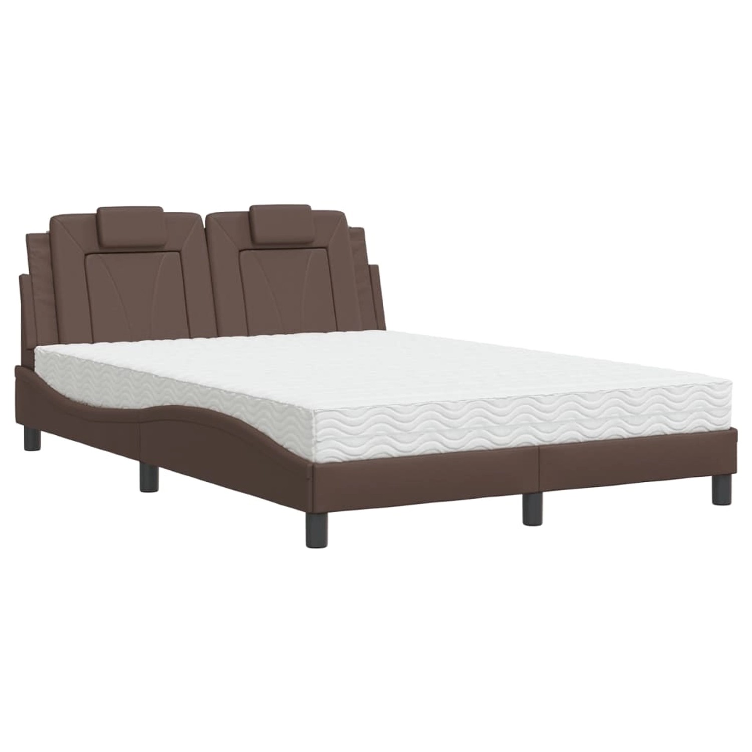 vidaXL Bett mit Matratze Braun 140x190 cm Kunstleder Modell 32012374