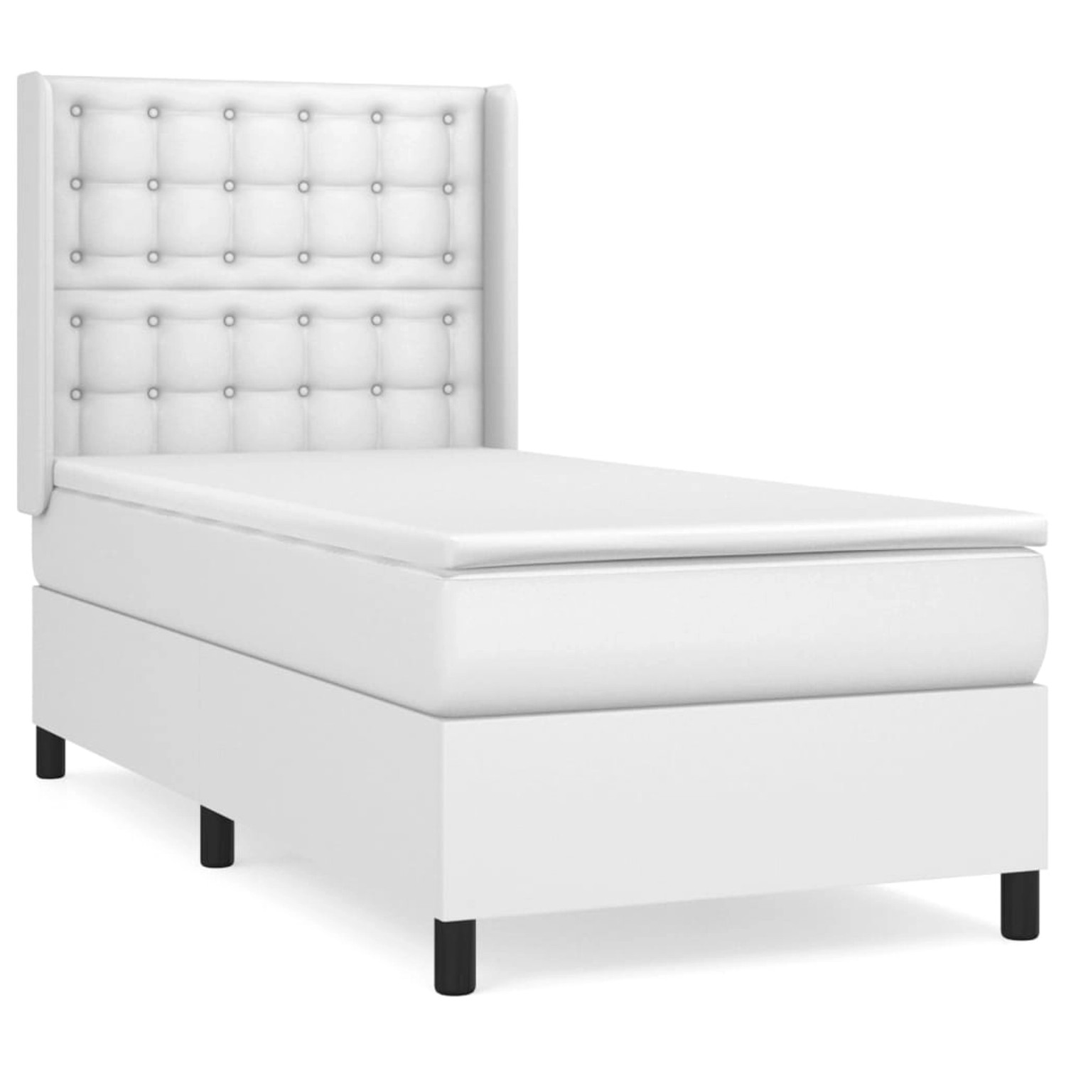 vidaXL Boxspringbett mit Matratze Weiß 90x200 cm Kunstleder1466303 günstig online kaufen
