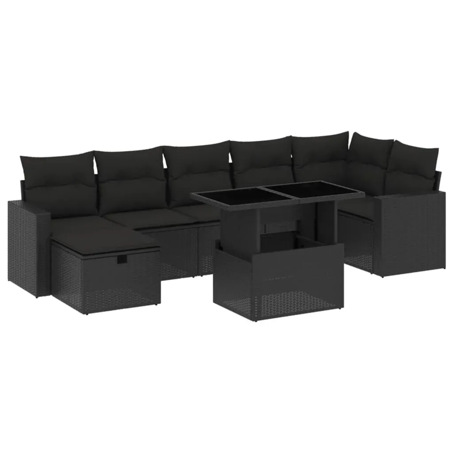 vidaXL 8-Tlg Garten-Sofagarnitur mit Kissen Schwarz Poly Rattan 3274825 günstig online kaufen