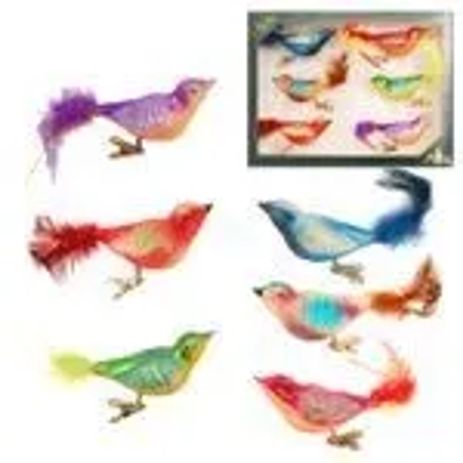 Krebs Glas Lauscha GmbH Christbaumschmuck Glas Vögel Clip 11 cm 6 Stück multicolor