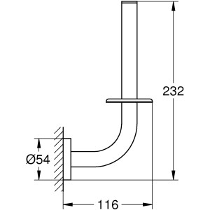 Technische Zeichnung: Grohe Essentials Reservepapierhalter in Hard Graphite mit Maßen.