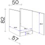 Skizze des Flex-Well Exclusiv Spülenschranks SPU 50 Cara, 50 cm, in Schilfgrün und Artisan Eiche mit Maßangaben.