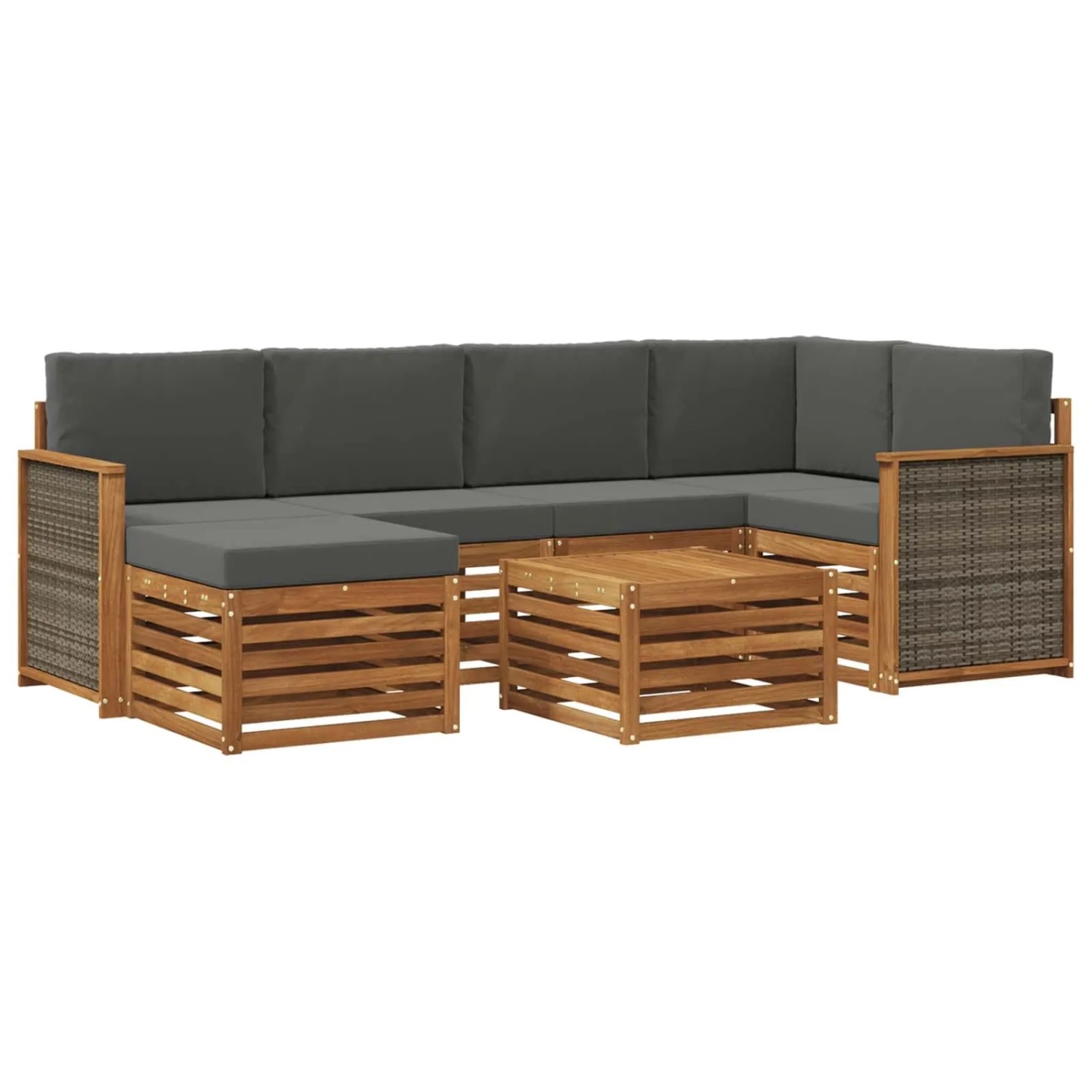 vidaXL Ecksofa Set mit Kissen 6 Stk Natur und Anthrazit 3384588