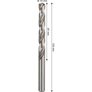 Bosch Spiralbohrer Pro Metal HSS-G, 10 mm, silberfarben. Metallbohrer für präzise Bohrungen.