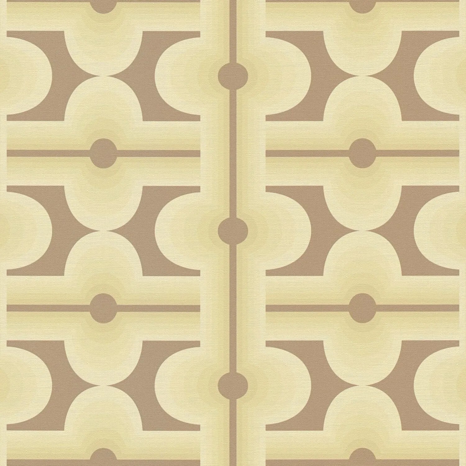 PROFHOME 395333-GU Retro Tapete Geometrisch Oliv Gelb-Grau Blass-Grün 0,53 m x 8,50 m 4,50 m2