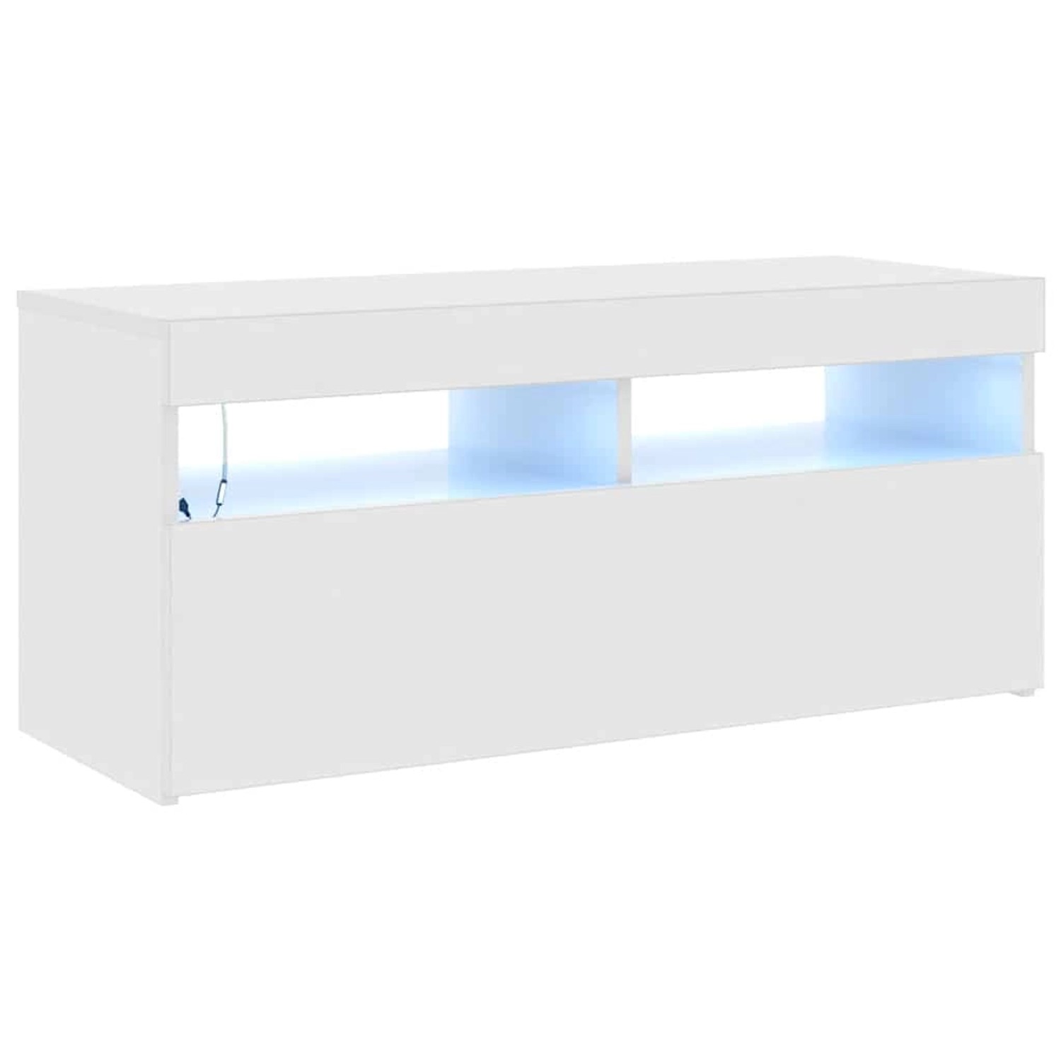 vidaXL TV-Schrank mit LED-Leuchten Hochglanz-Weiß 90x35x40 cm 804388