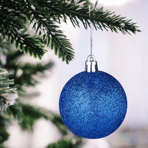 Relaxdays Weihnachtskugeln Polystyrol Blau 100er Set mit Aufbewahrungsbox
